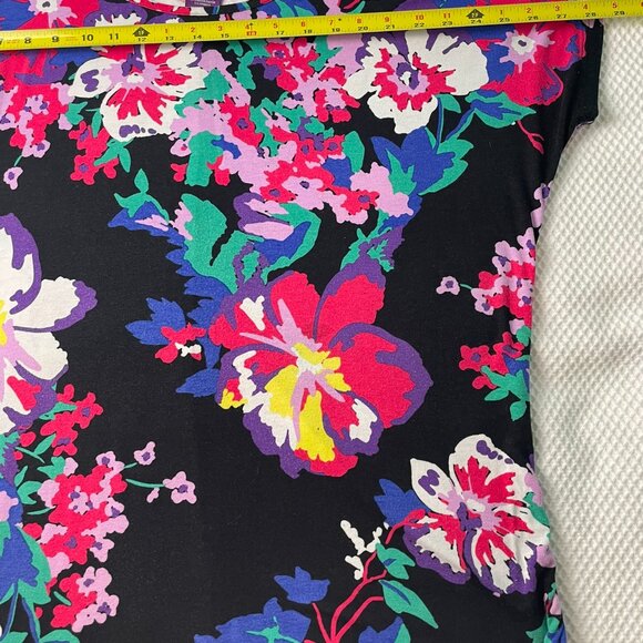 BEVERLY DRIVE SHORT SLEEVE PULLOVER TUNIC TOP Black Pink Red Floral PRINT 1X - Picture 14 of 16